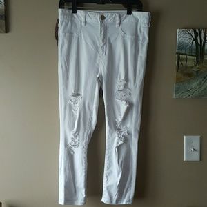 American Eagle white high rise jegging crop